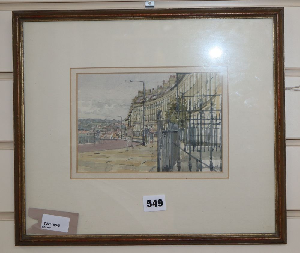 Ken Howard (b. 1932), Lansdowne Terrace, Bath, signed and dated 82, watercolour, 14cm x 20cm